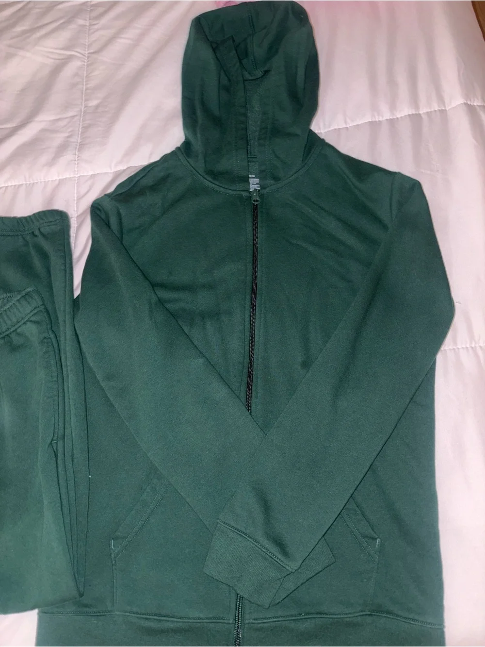 Dark Green Hooded Zip Jacket and Joggers Set